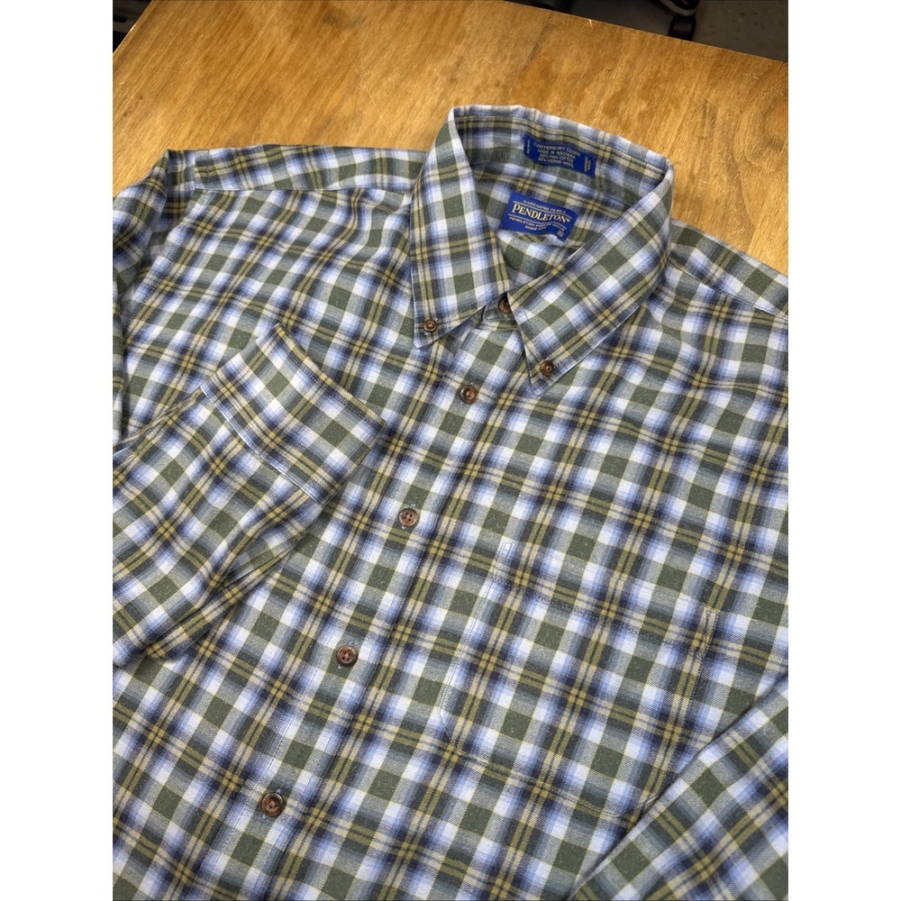 Pendleton Canterbury Cloth Men's Button Down Plaid Flannel Sz XL Wool‎ Blend
